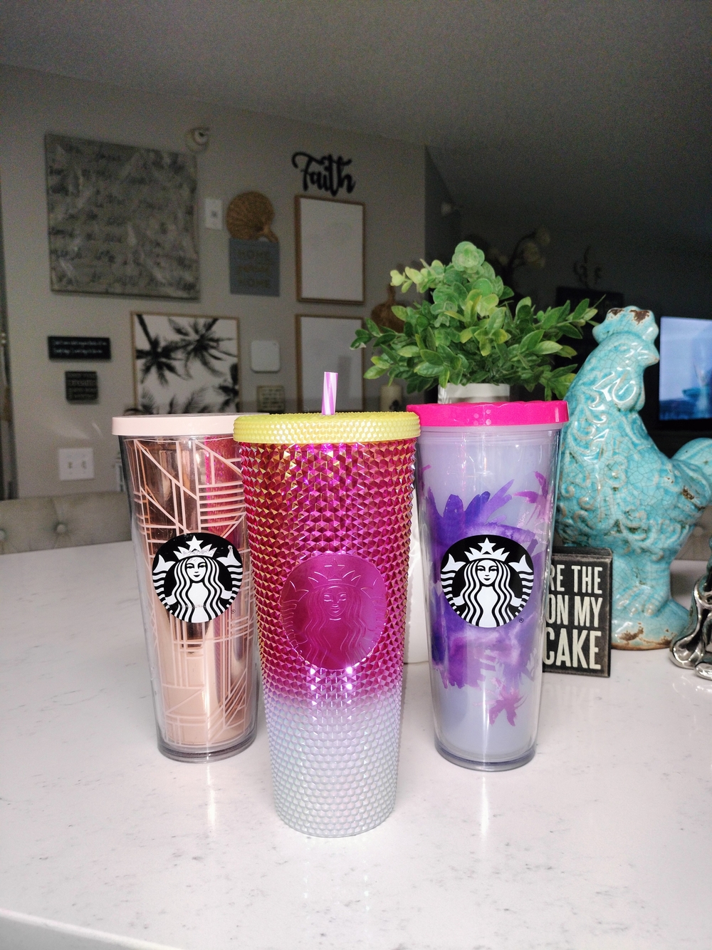 Starbucks Venti Tumbler Bundle – 3 Ruby Ambre, Rose Gold & Purple Floral
